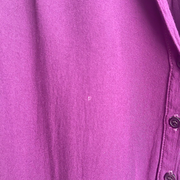 Side Stitch women's purple 3 Buttons Curved Hem Top roll-up sleeve. #222 - Picture 4 of 14